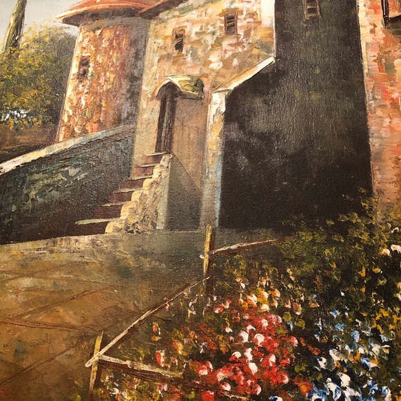 24x36 Rossini Oil Painting Coastal Italian Villa. - Picture 3 of 14